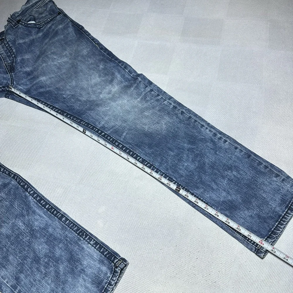 True Religion Rocco Jeans Mens 42x32 Relaxed Skinny Flap Pockets Acid Wash‎